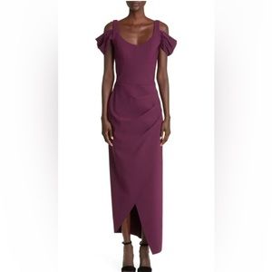 Chiara Boni La Petite Robe Skylar Cold Shoulder Gown in Barolo, size 4